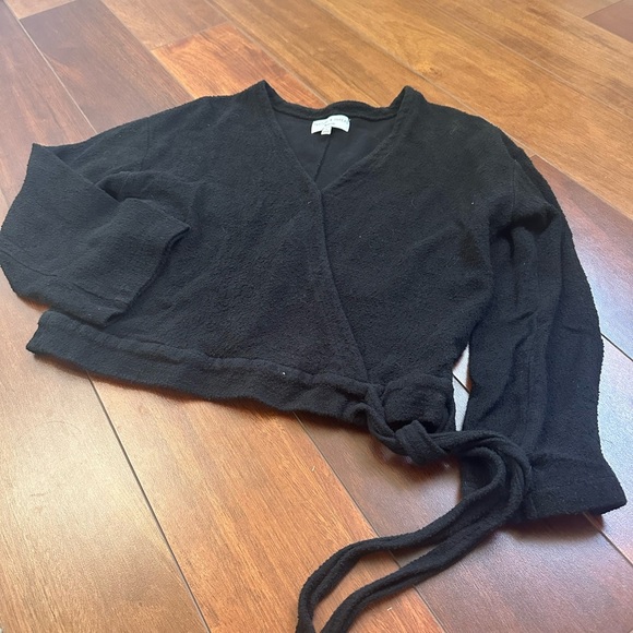 Madewell Texture & Thread Women’s Medium Long Sleeve Cropped V-Neck Shirt - Picture 4 of 5